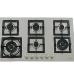 Kitchen Line Jewel Line Built-in Gas Hob, 90cm, 6 Burners, J6020BK - Silver