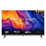 هاير شاشة سمارت، 32 بوصة، بدقة HD، بريسيفر داخلي، H32K80E - اسود