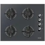 كومتيل مسطح بلت إن، غاز، 60 سم، 4 شعلة، امان كامل، زجاج، C6-40BTF-Anthracite Glass - اسود