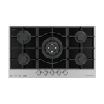 ايكوماتك مسطح بلت ان، غاز، 90 سم، 5 شعلة، كريستال أسود بفريم استانلس ستيل، حوامل زهر، S927IQC - اسود فضي